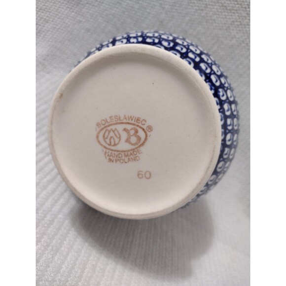 Polish Pottery Boleslawiec Pitcher Jug ~ 9.5" Tall -Blue- Handmade-Replacements - Picture 6 of 6